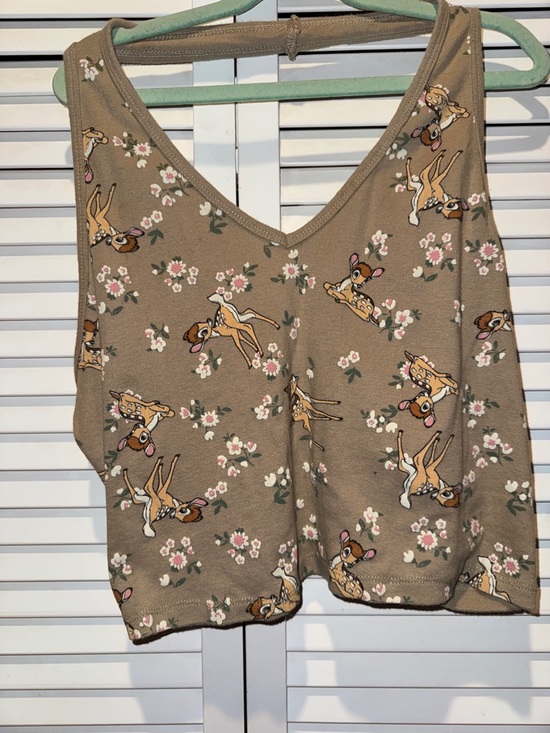 Disney Tops - Disney Beige Bambi Floral Halter Tank Top